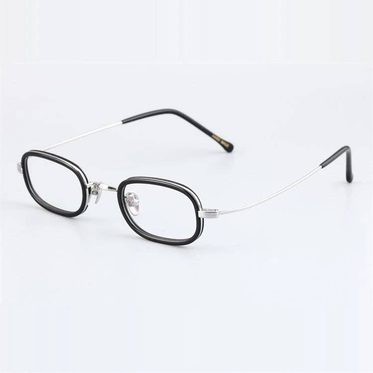 小框眼镜近视眼镜男复古手工眼镜架小脸配高度数纯钛眼镜框女5004