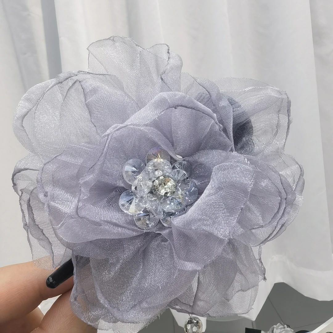 F910紫色花花AB面丸子抓夹