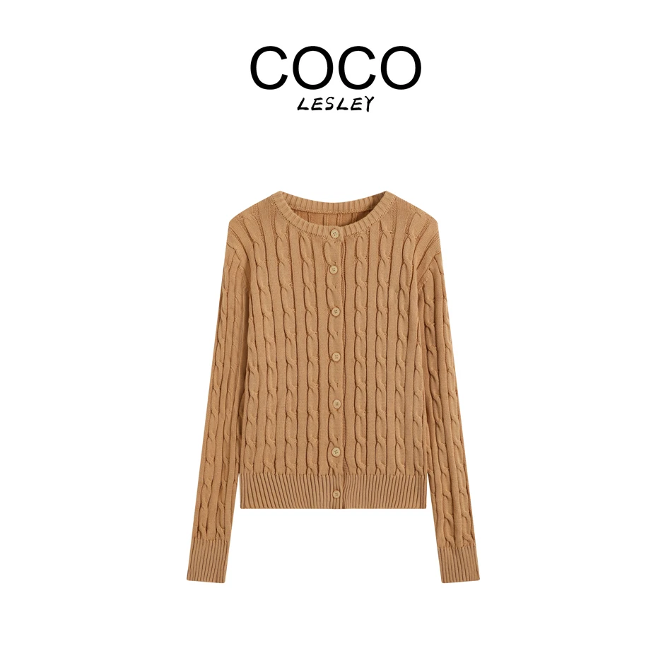 【COCO LESLEY】“复古麻花”休闲简约大牌秋冬毛衣开衫DX-W826