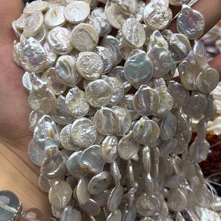 玛瑙/玉髓未镶嵌珠宝半成品一条圆片巴洛克珍珠有生长孔