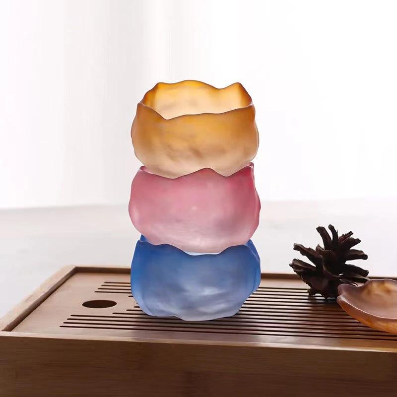 初雪渐变琉璃上神杯冰冻烧主人杯日式功夫茶杯品茗杯透明杯子