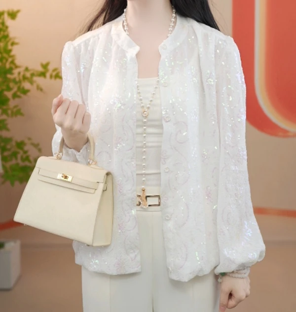 X6339【出口原单】气质优雅时尚显瘦开衫-闪闪