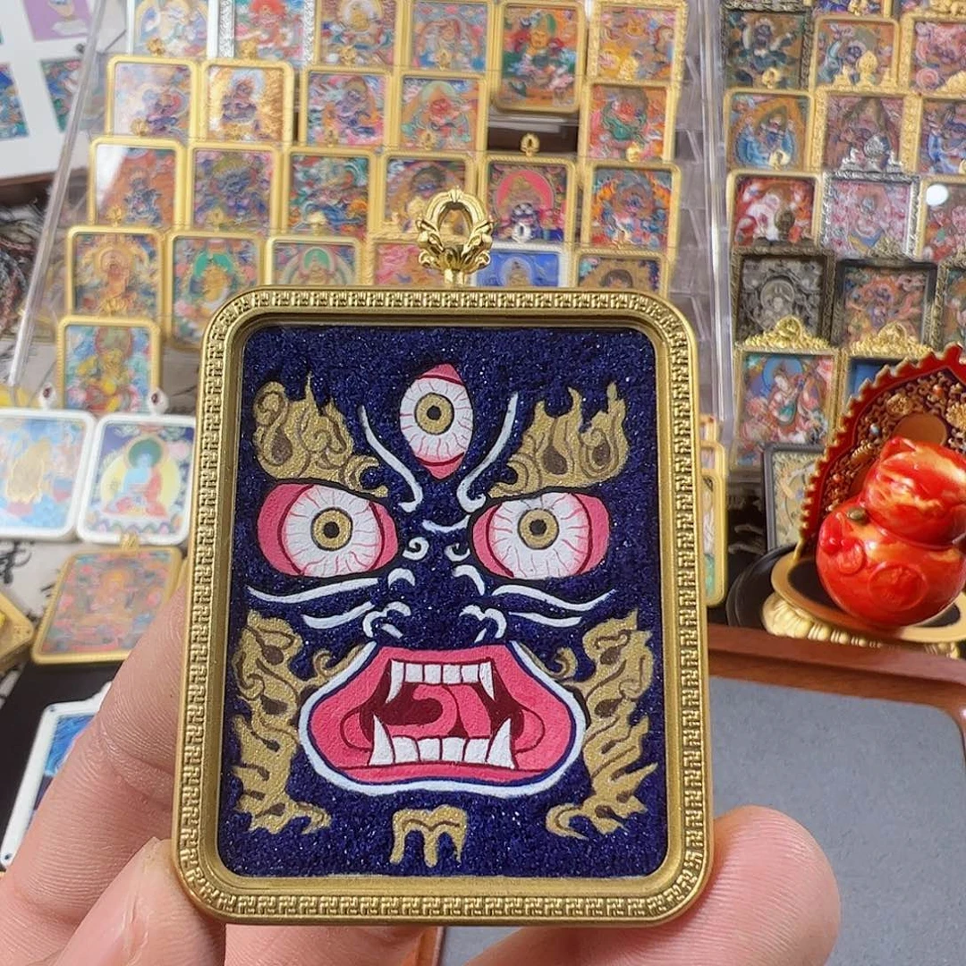 吊坠ℳ***✾纯手绘唐卡大黑面首