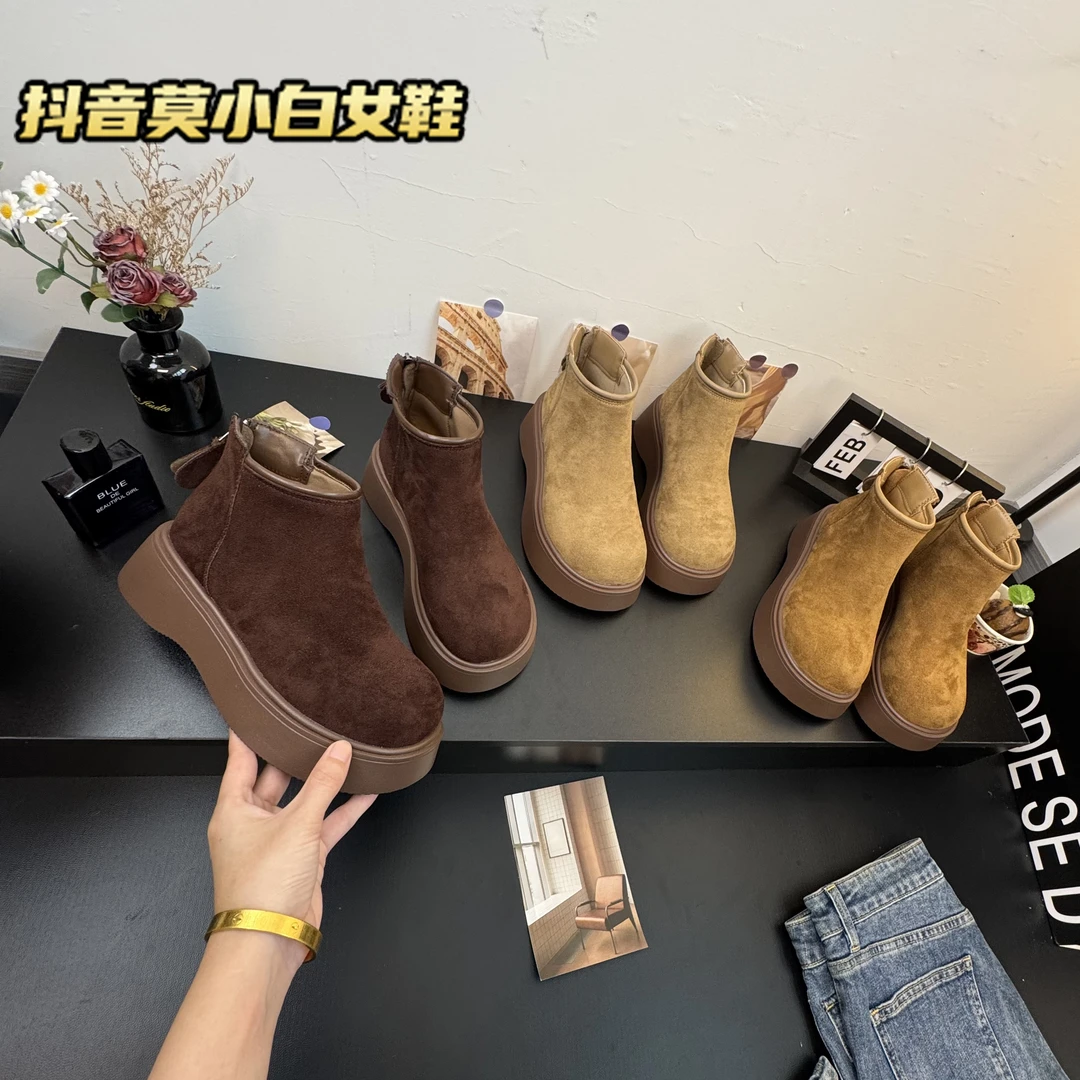 【莫小白】欧洲站复古厚底增高马丁靴女2025秋季经典英伦风保暖短靴