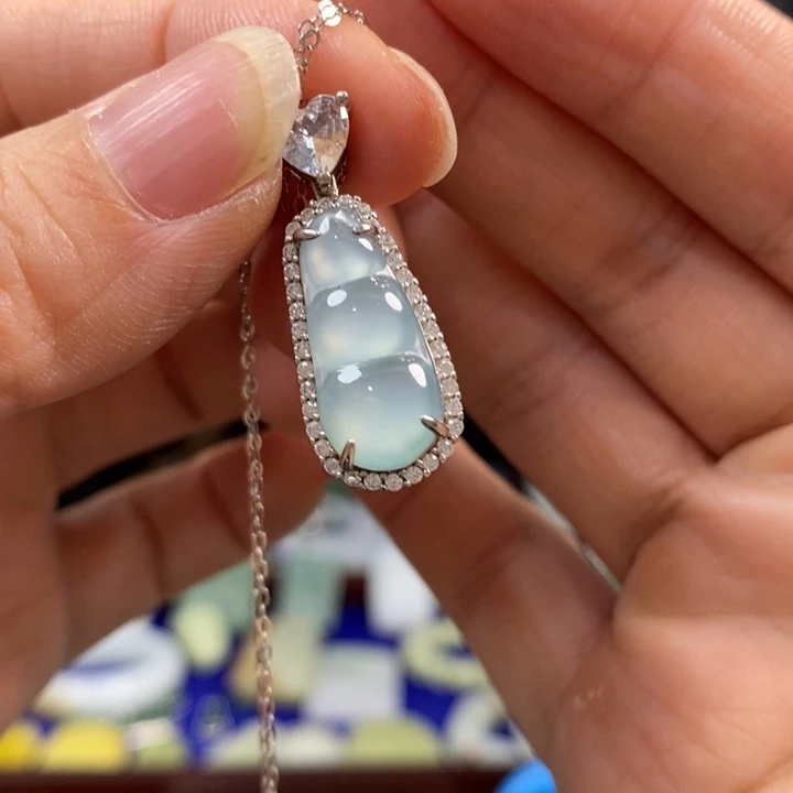 风***风翡翠银S925镶嵌颈饰翡翠吊坠