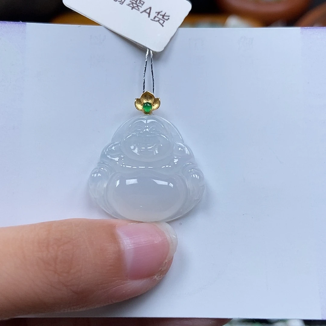 18K金镶嵌挂件翡翠柚*啊闪