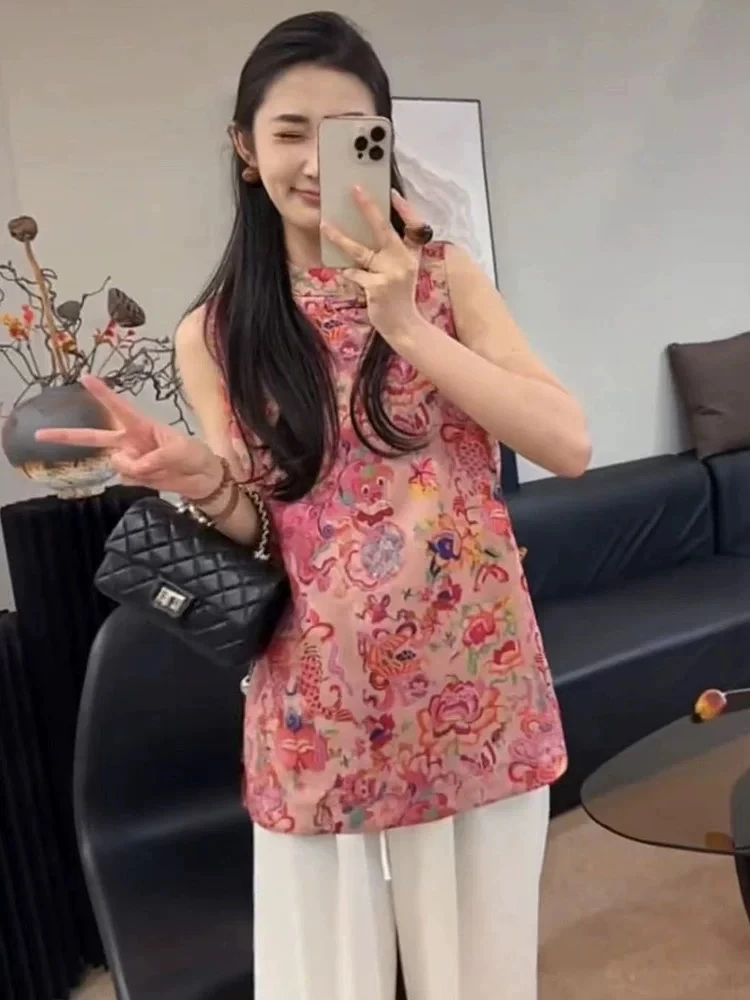 新中式国风无袖连衣裙女2025夏装轻奢复古盘扣显瘦减龄气质背心裙