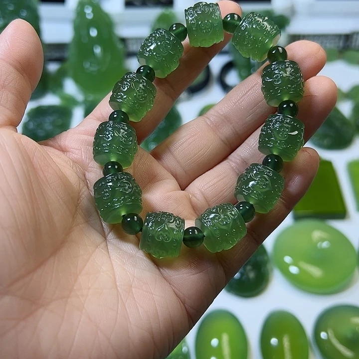 蛇纹石玉手链合金用****9