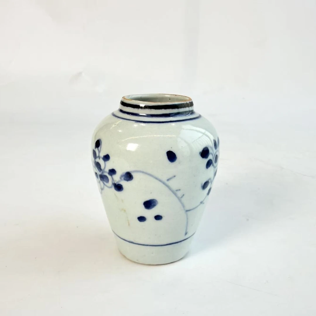 JM202清顺治-青花花卉纹小罐【古董拍卖】