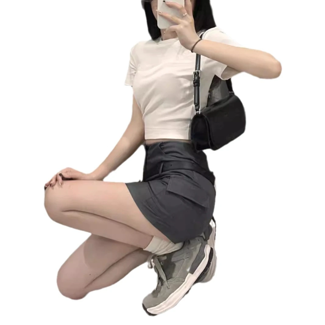 灰色防走光短裙辣妹女新款半身裙百搭工装包臀美式秋季2024年大码