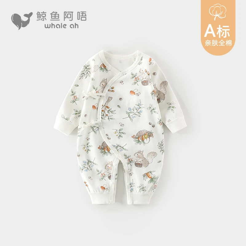 中性衣服蝴蝶衣哈衣爬服新生儿幼儿满月睡衣秋衣秋季秋款纯棉