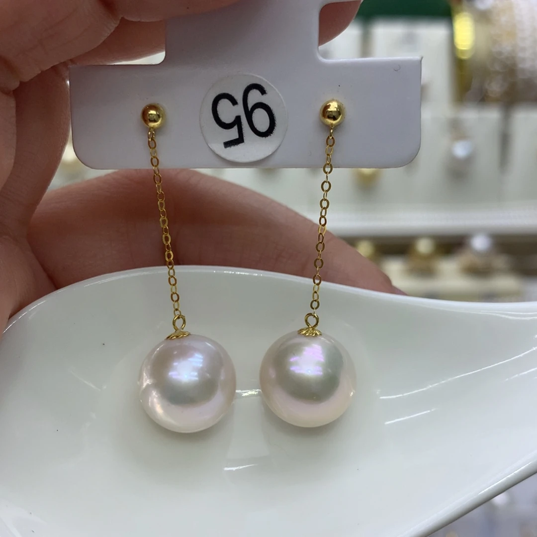 淡水珍珠耳饰18K金镶嵌
