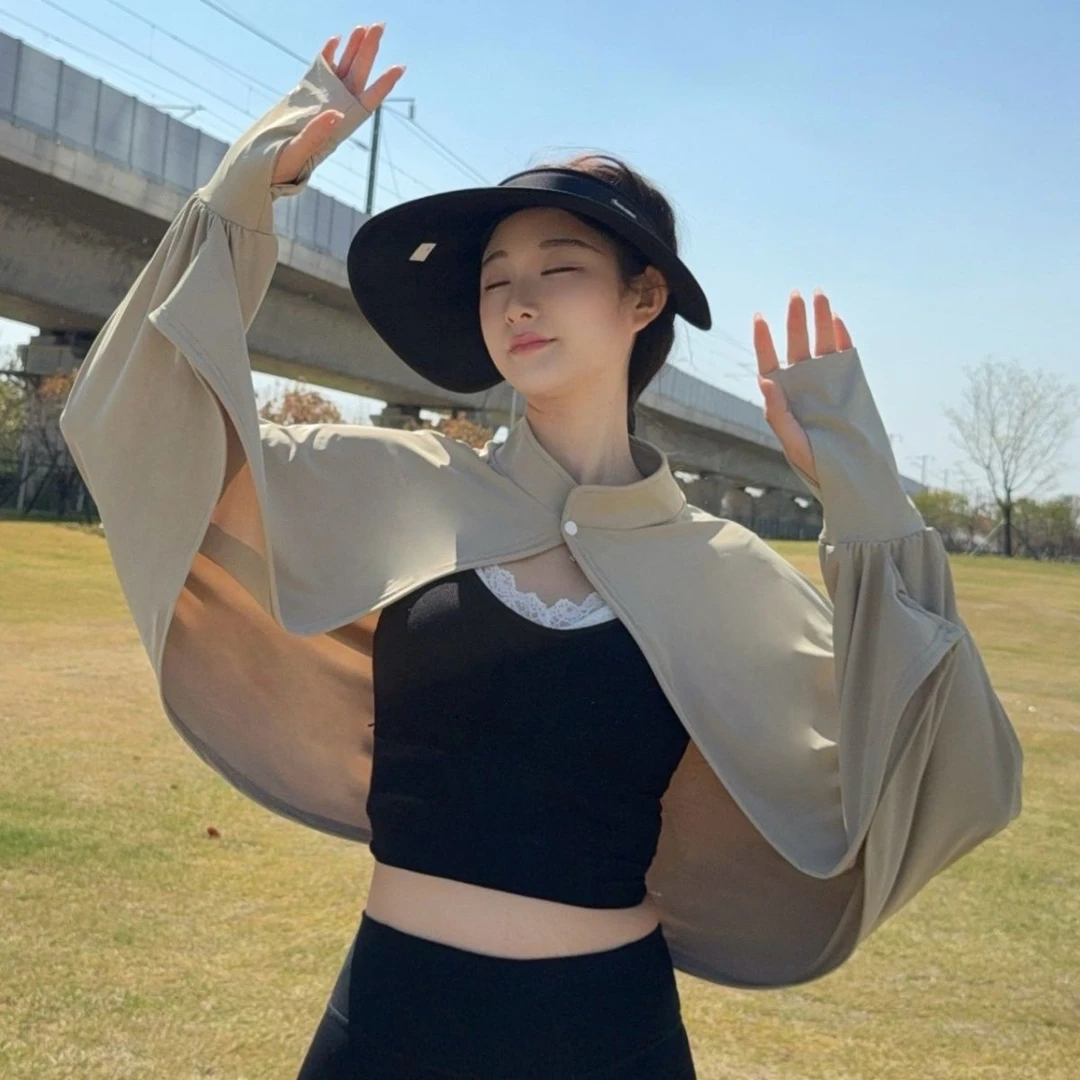 防晒衣女2025夏新款冰丝防晒斗篷披肩开车骑车遮阳神器透气防晒衫