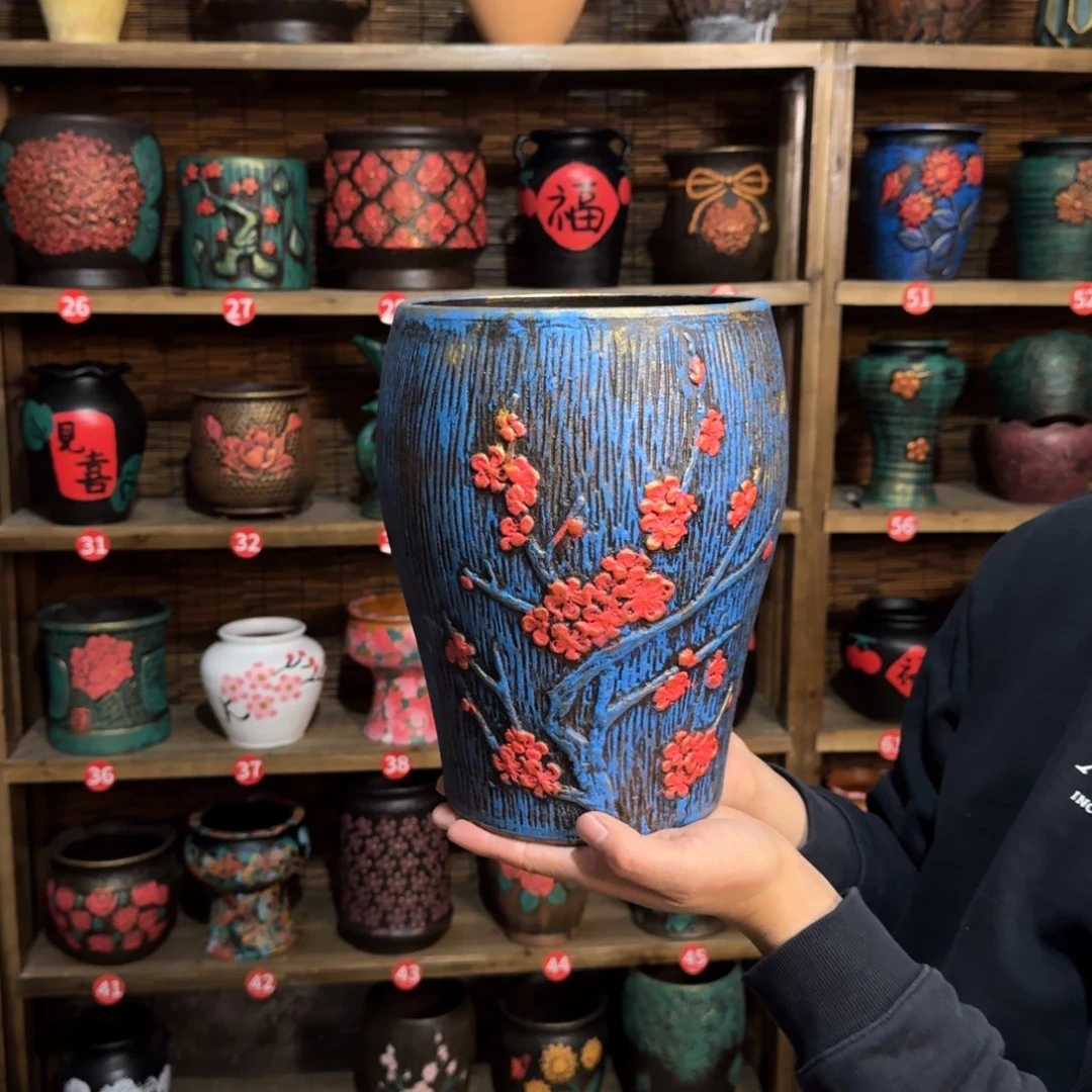 带孔高端浮雕花盆炸炸炸