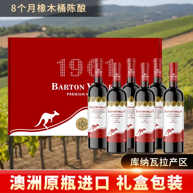 澳洲原瓶进口干红葡萄酒南澳红酒老藤酿造15度礼盒装礼节拜访