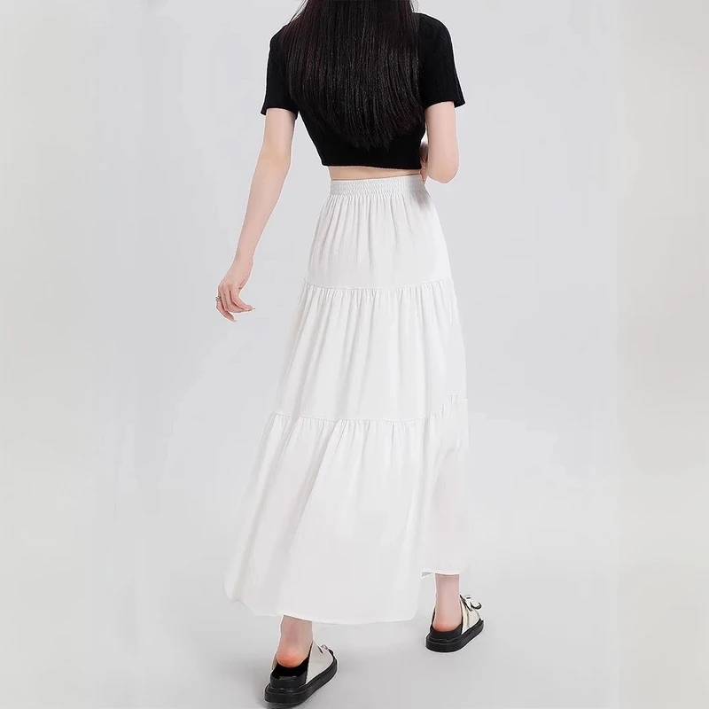 乖乖女小个子白色蛋糕裙春夏款女设计感中长裙高腰显瘦百搭半身裙