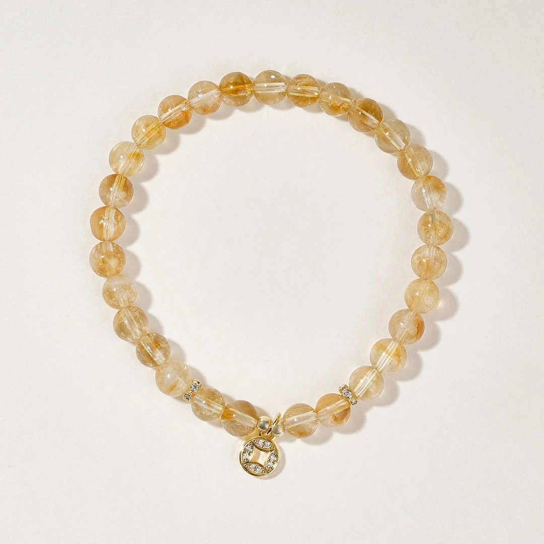 【来财】天然黄塔晶水晶搭配小铜钱手串原创小众设计女生XX37045