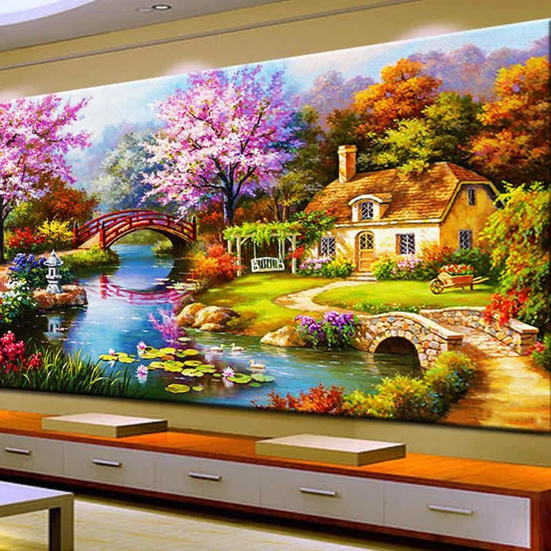 钻石画满钻2025新款梦幻家园客厅砖石秀点贴钻十字绣风景5d钻石绣