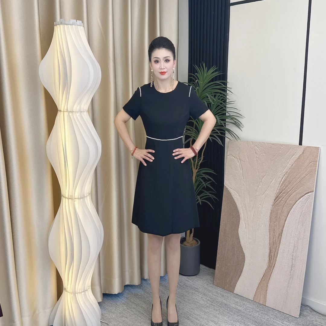 C863女装连衣裙显瘦气质轻奢时尚百搭复古收腰名媛显瘦气质轻奢