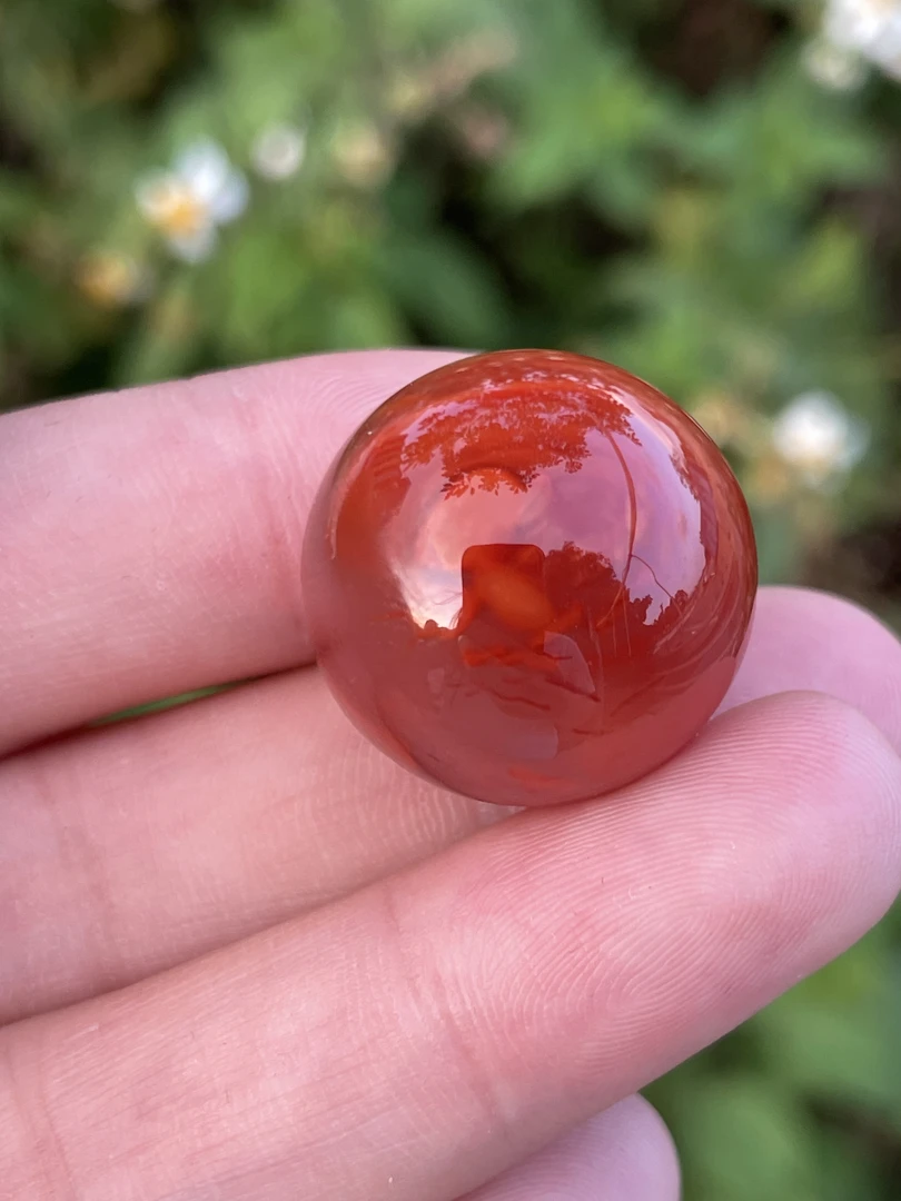 精品南红21mm配饰圆珠单珠颜色红润冰飘火焰纹