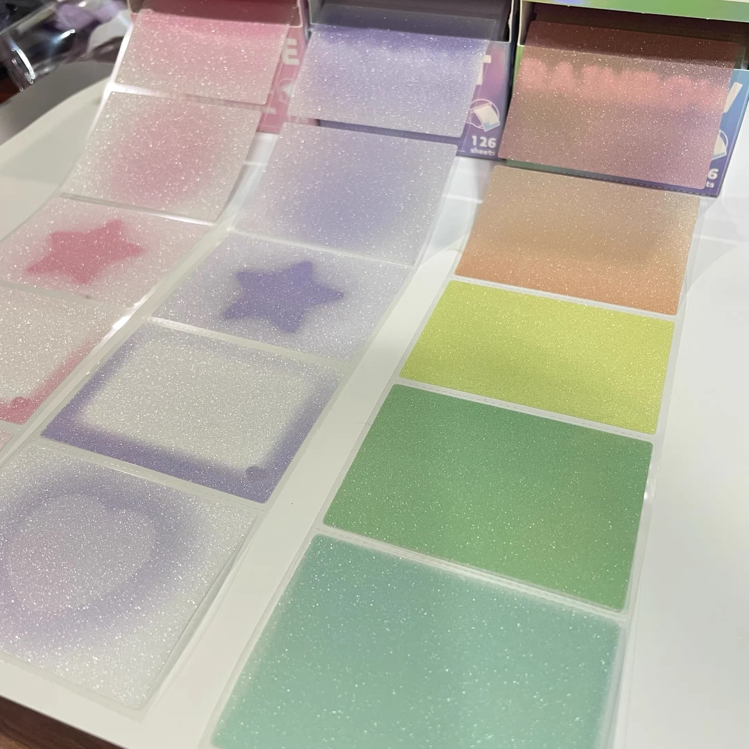 如苔透明磨砂抽拉便利贴珠光学生用防水粘性可撕办公便签标记贴