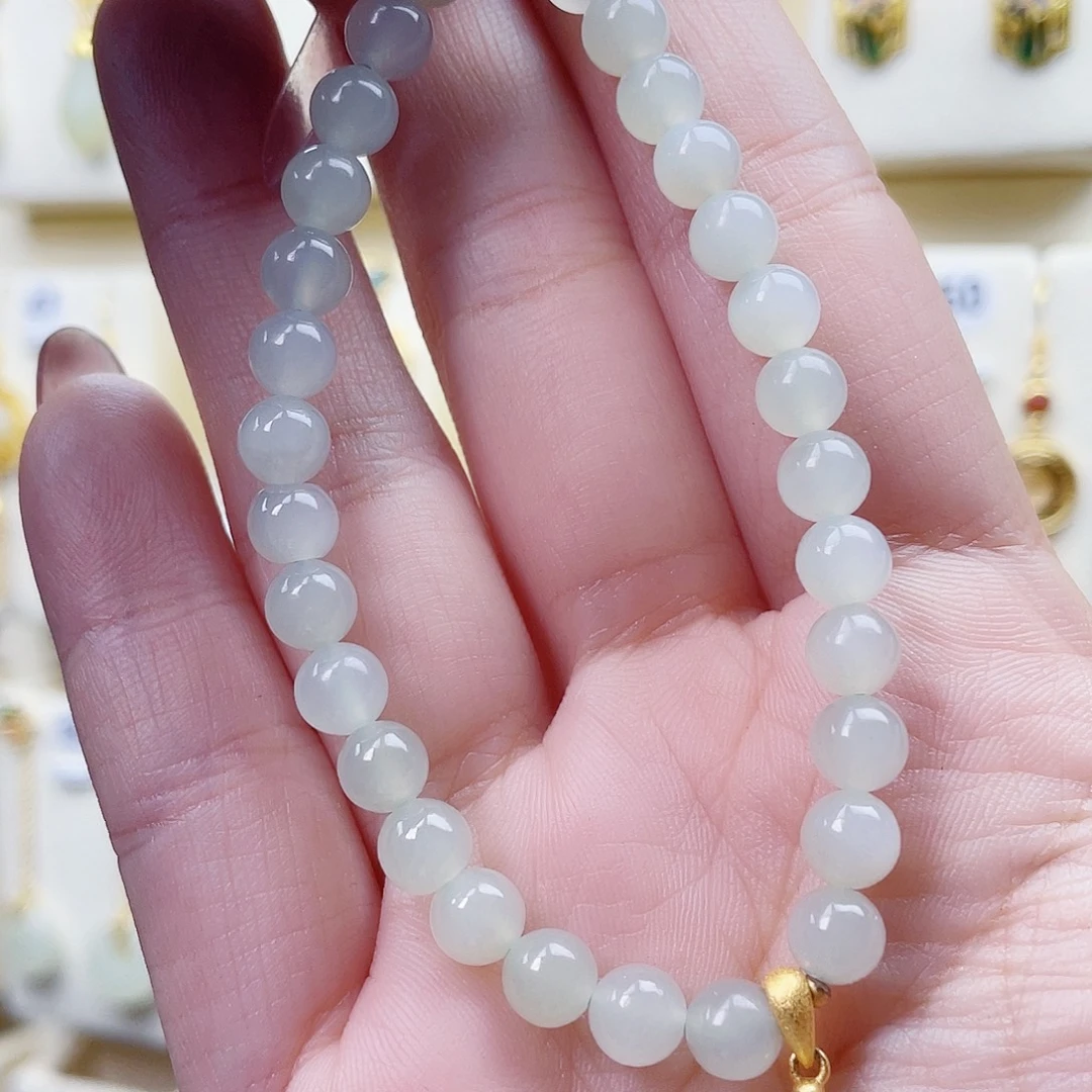 和田玉银S925镀金镶嵌手链