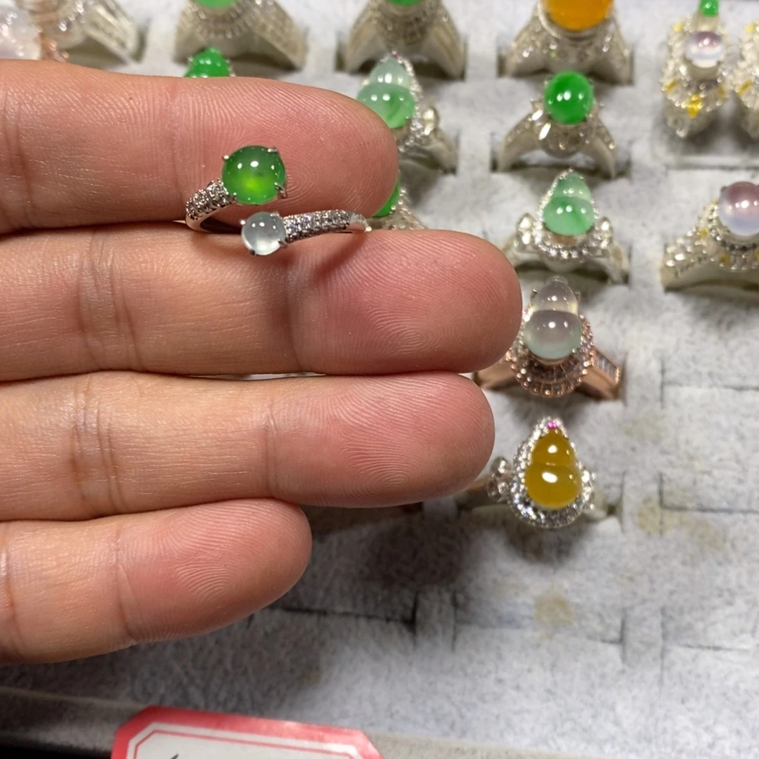 翡翠银S925镶嵌戒指