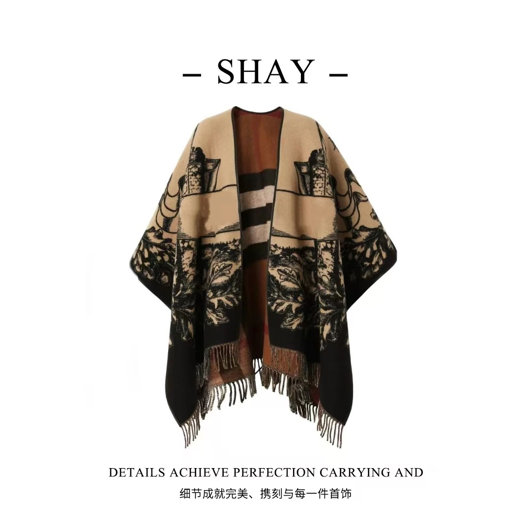 高货经典款羊绒披肩女