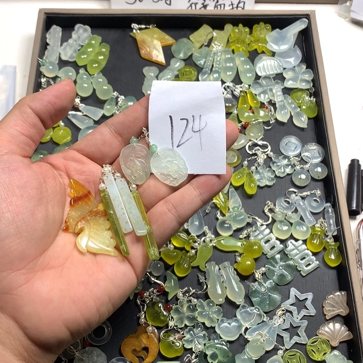 瑾***记蛇纹石玉合金发饰