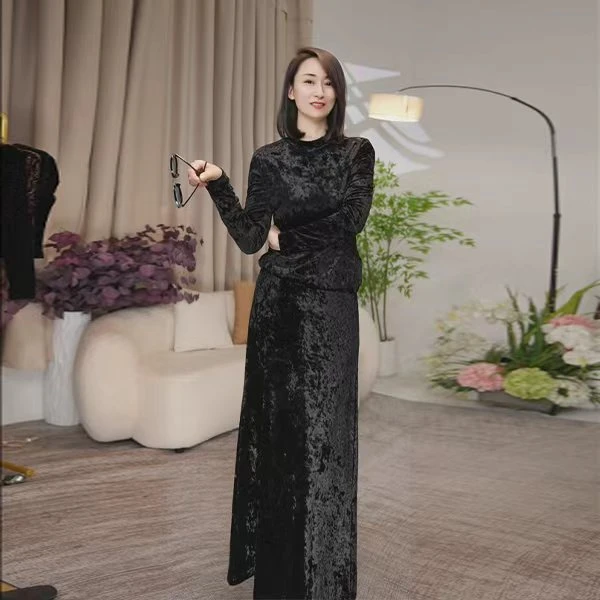 【半裙480克加厚绒半裙】绒直筒气质后开叉高腰冬季半身裙半裙显瘦