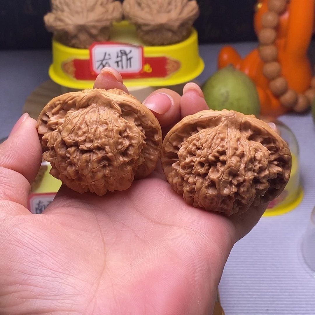 把件文玩核桃010麒麟纹官帽52尺