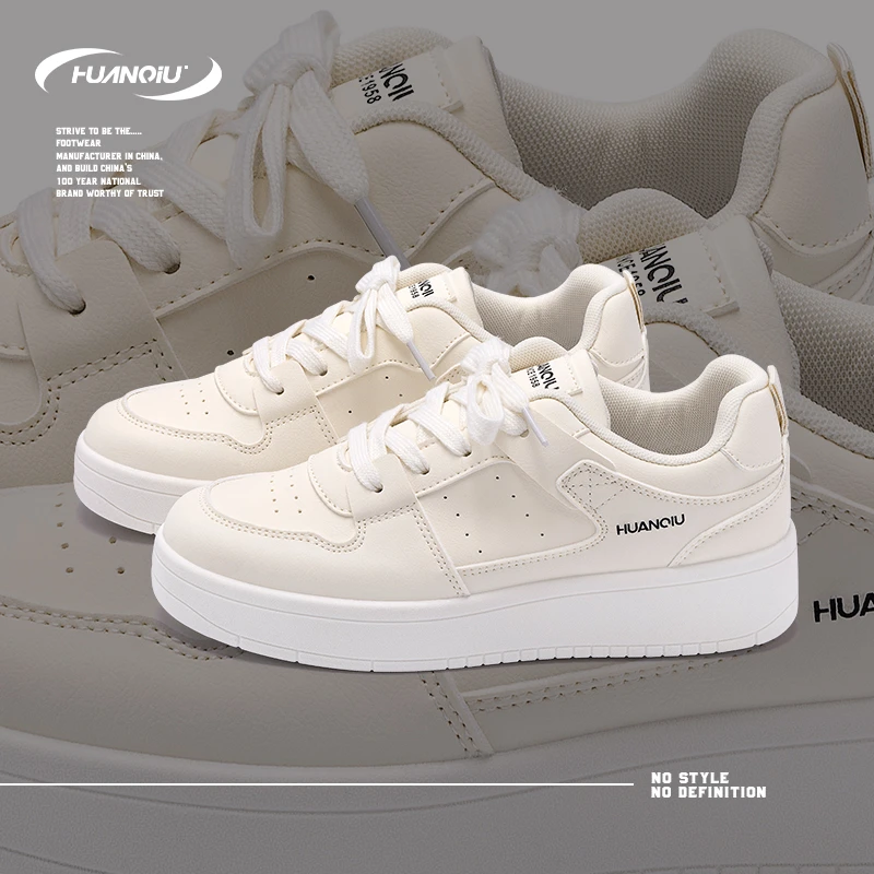 HUANQIU/环球舒适厚底板鞋小白鞋女鞋2025春季新款轻便百搭休闲鞋