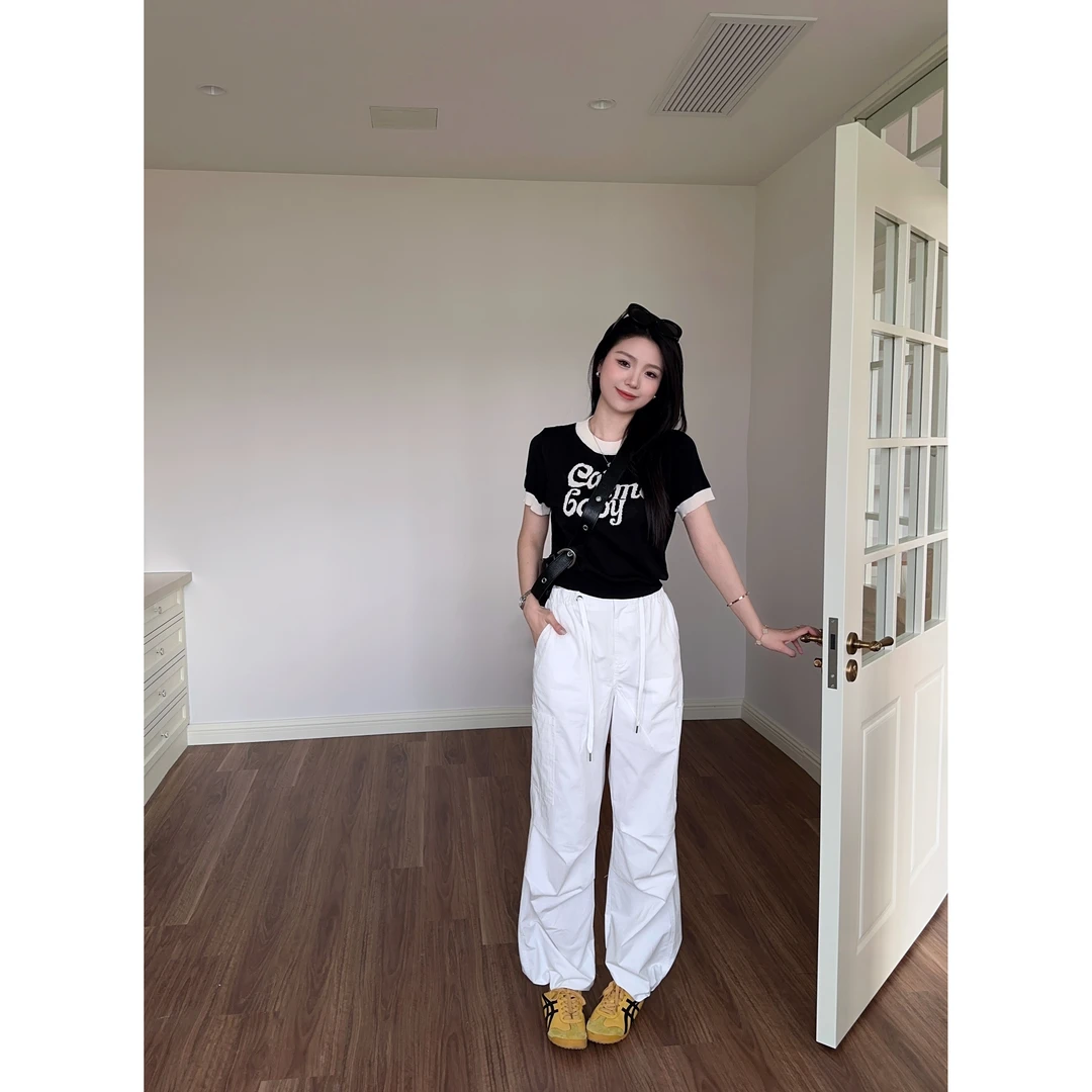 清仓【束脚工装裤】加长斜纹100棉高腰显瘦宽松束脚工装裤 SU110