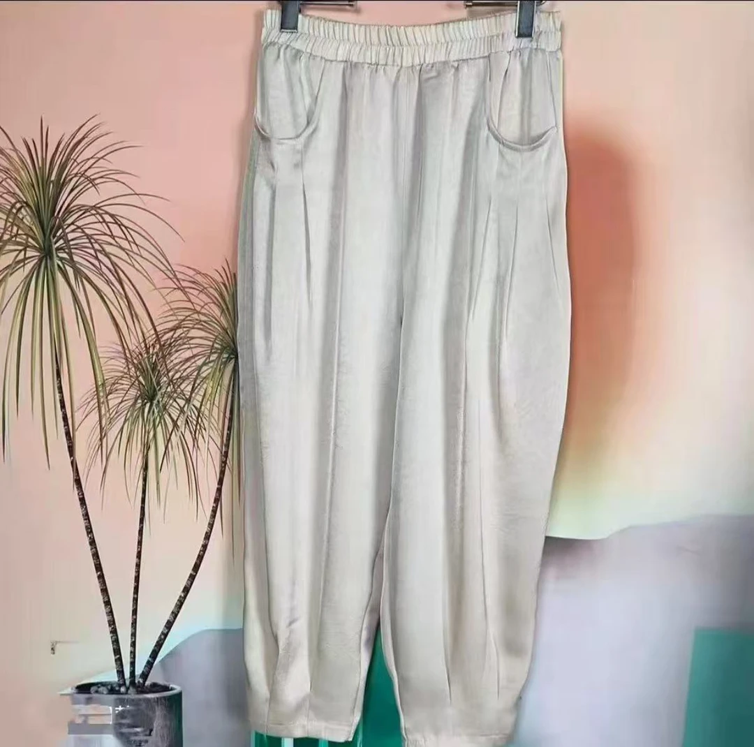 夏季树脂固色透气九分裤休闲裤女士夏款休闲百搭长裤