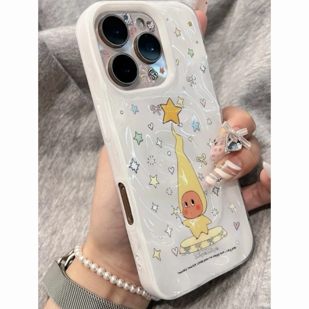 欧克里里长帽星星人适用苹果16Promax新款15手机壳14褶皱纹13软12