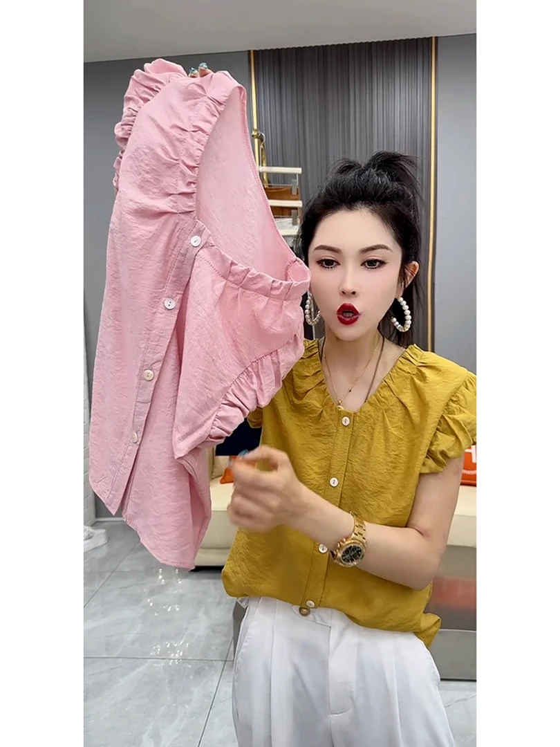 今年流行漂亮别致独特绝美小众设计高级感轻奢百搭气质粉色T恤夏