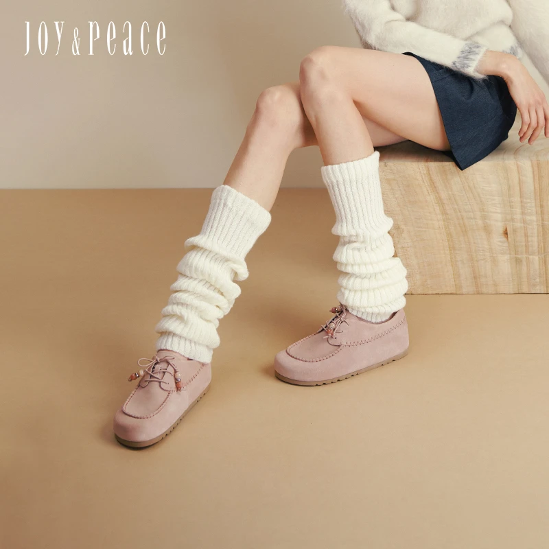 真美诗2025秋季新款牛皮舒软复古面包鞋休闲厚底袋鼠鞋女YZB21CM5