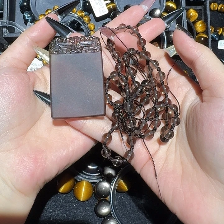 金****黑曜岩未镶嵌吊坠(赠链)