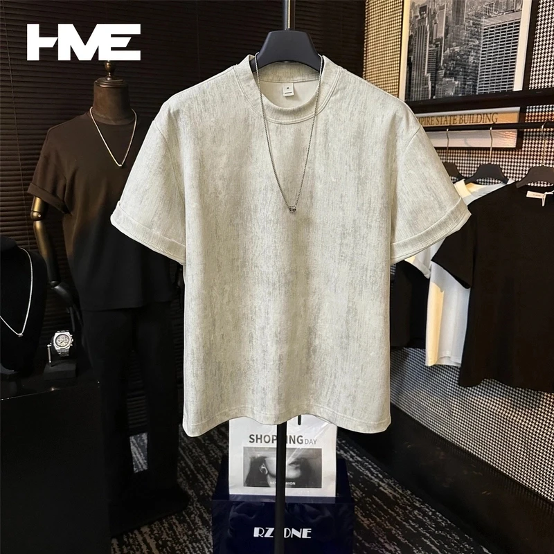 夏季原创重磅高定扎染设计男短袖高级感舒适休闲圆领T恤