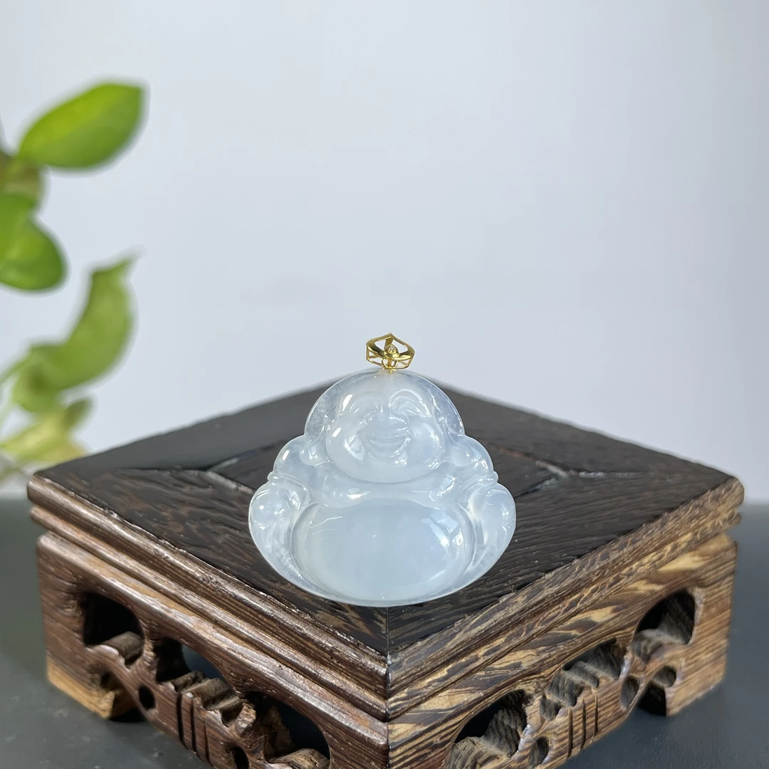 JTA14-108 天然缅甸翡翠A货 18K扣头佛公