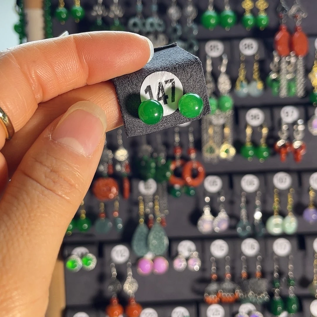 翡翠银S925镶嵌耳饰147