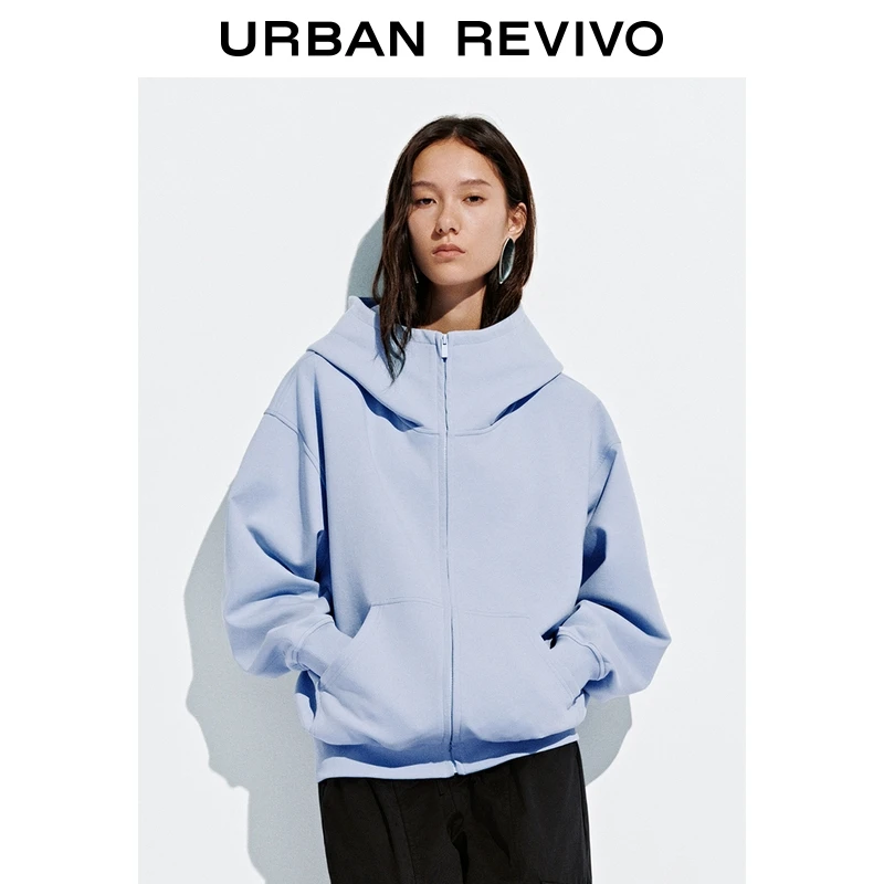 UR2025秋季新款女装休闲日常连帽拉链超宽松外套UYY150093