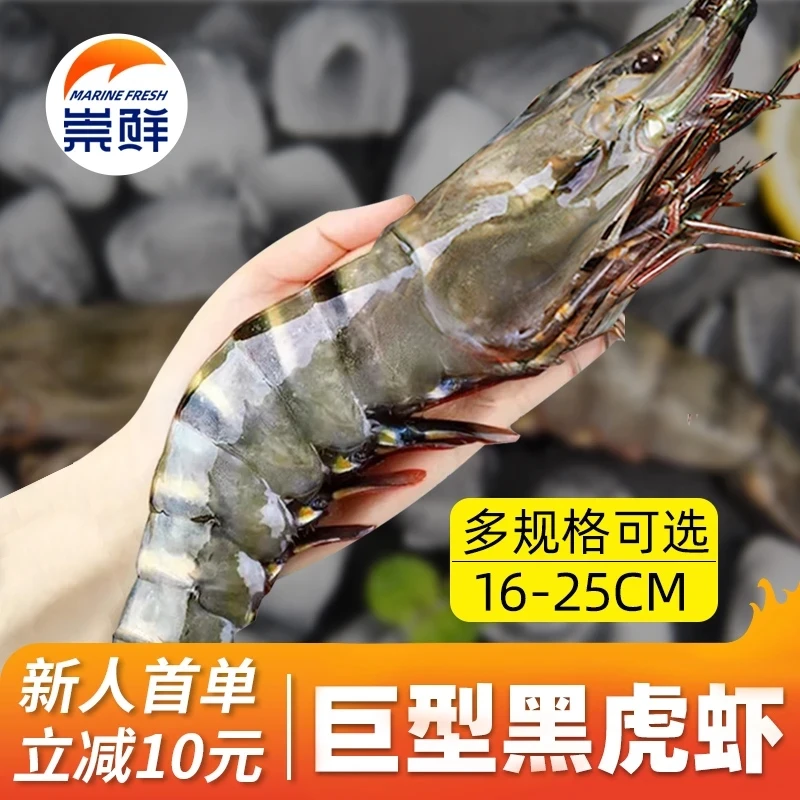巨型黑虎虾新鲜超大红虎虾老虎虾对虾斑节虾特大号大黑虎虾年夜饭