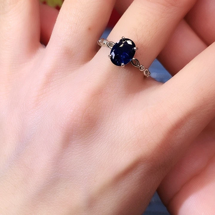 蓝宝石戒指银S925镶嵌