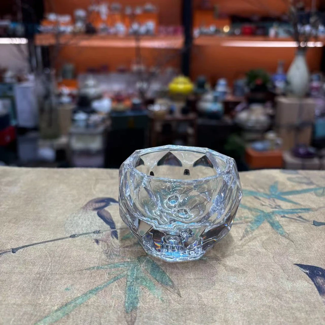 春意 高硼硅玻璃透明菱形纹八角杯茶杯-5352（直播专享）