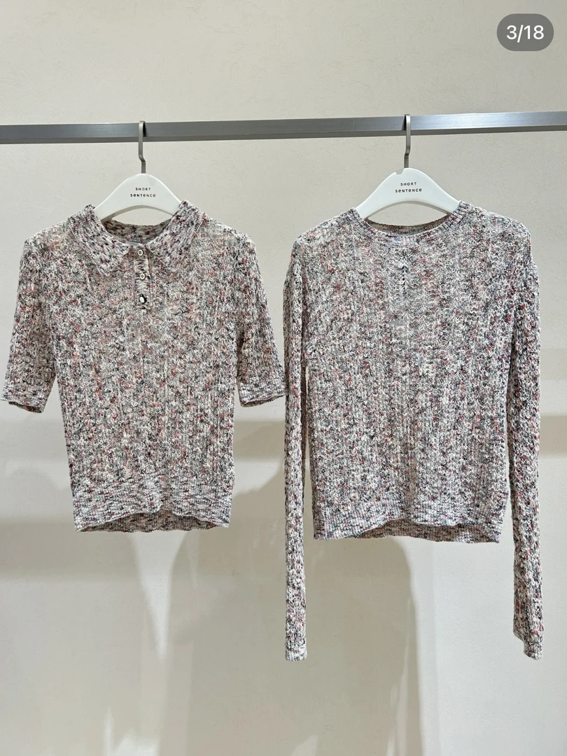 SHORT25春夏新款彩色镂空POLO短袖针织衫