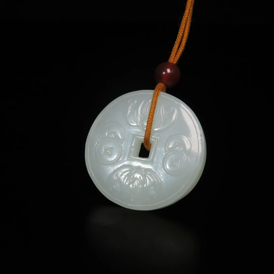 清代福在眼前玉壁/MZ027788/和田玉/民族文物