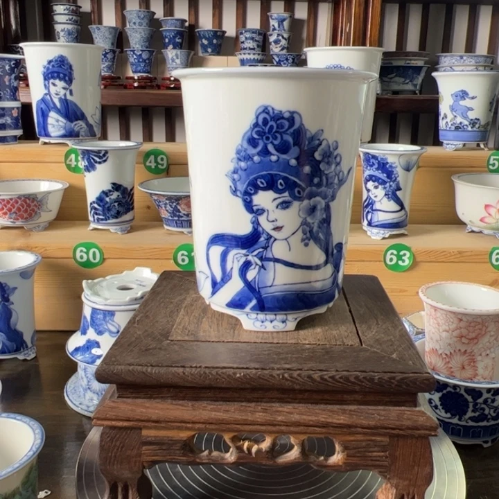 墨奈手工手绘陶瓷花盆
