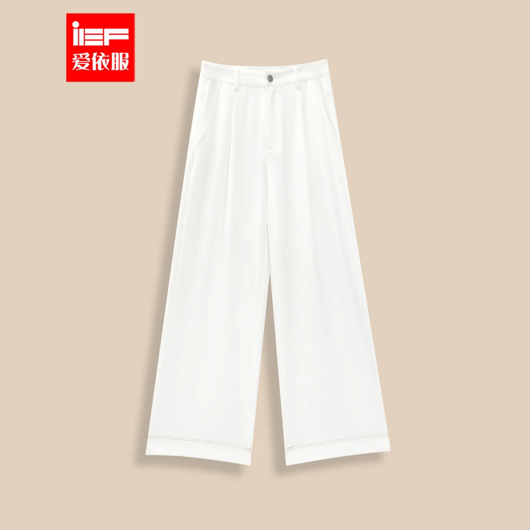 IEF/爱依服裤子2025夏季新款韩版简约纯色通勤气质显瘦百搭阔腿裤