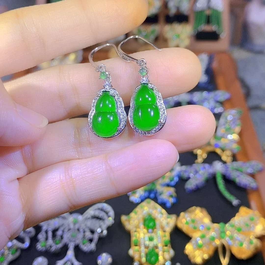 吊坠(不含链)银S925镶嵌翡翠